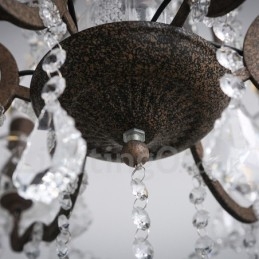 6 Licht Durchmesser 60CM Vintage Kristall Malerei Metall Kronleuchter Rostig Eisen Farbe Pendelleuchte