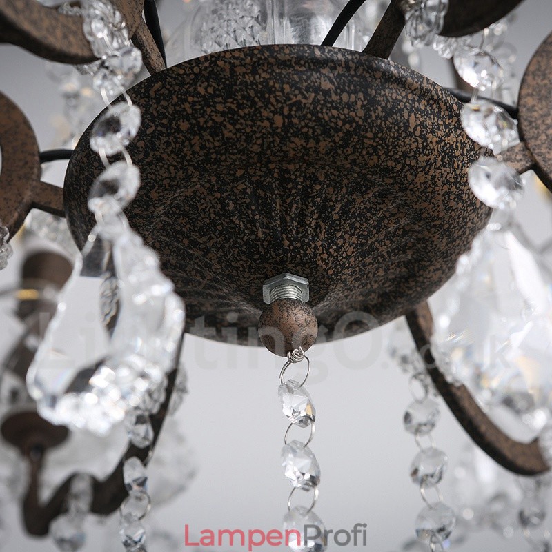 6 Licht Durchmesser 60CM Vintage Kristall Malerei Metall Kronleuchter Rostig Eisen Farbe Pendelleuchte