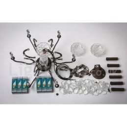 6 Licht Durchmesser 60CM Vintage Kristall Malerei Metall Kronleuchter Rostig Eisen Farbe Pendelleuchte