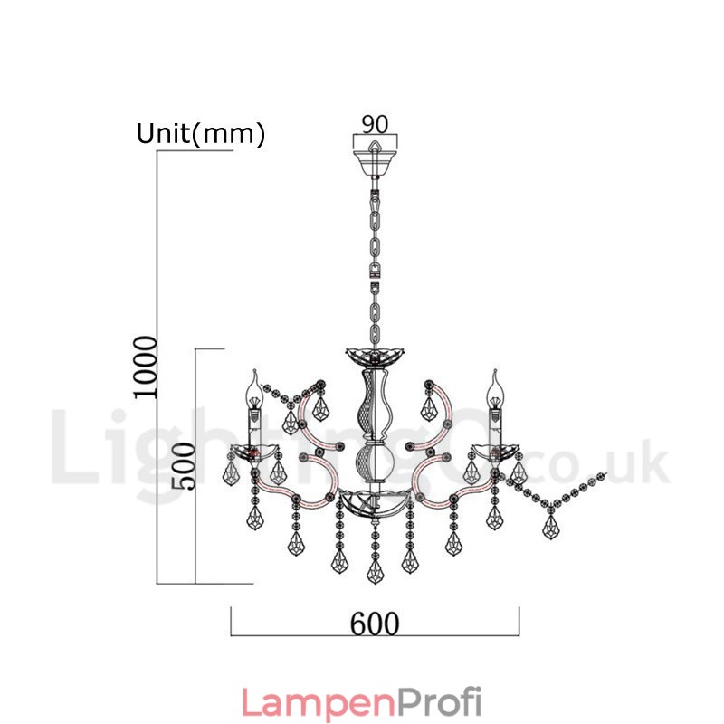 6 Licht Durchmesser 60CM Vintage Kristall Malerei Metall Kronleuchter Rostig Eisen Farbe Pendelleuchte