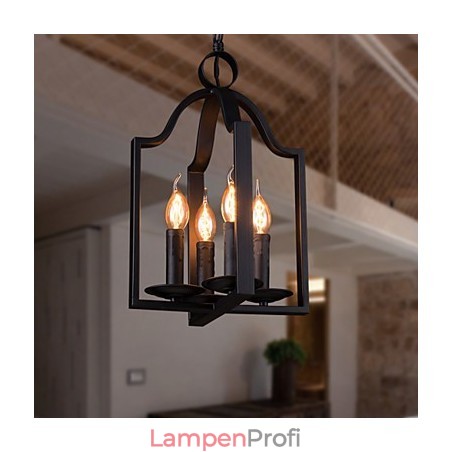 4-flammige Pendelleuchte im Vintage-Stil mit minimalistischer Eisenmalerei 4-flammige Pendelleuchte im Vintage-Stil mit minimalistischer Eisenmalerei
