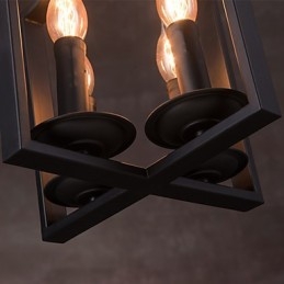 4-flammige Pendelleuchte im Vintage-Stil mit minimalistischer Eisenmalerei