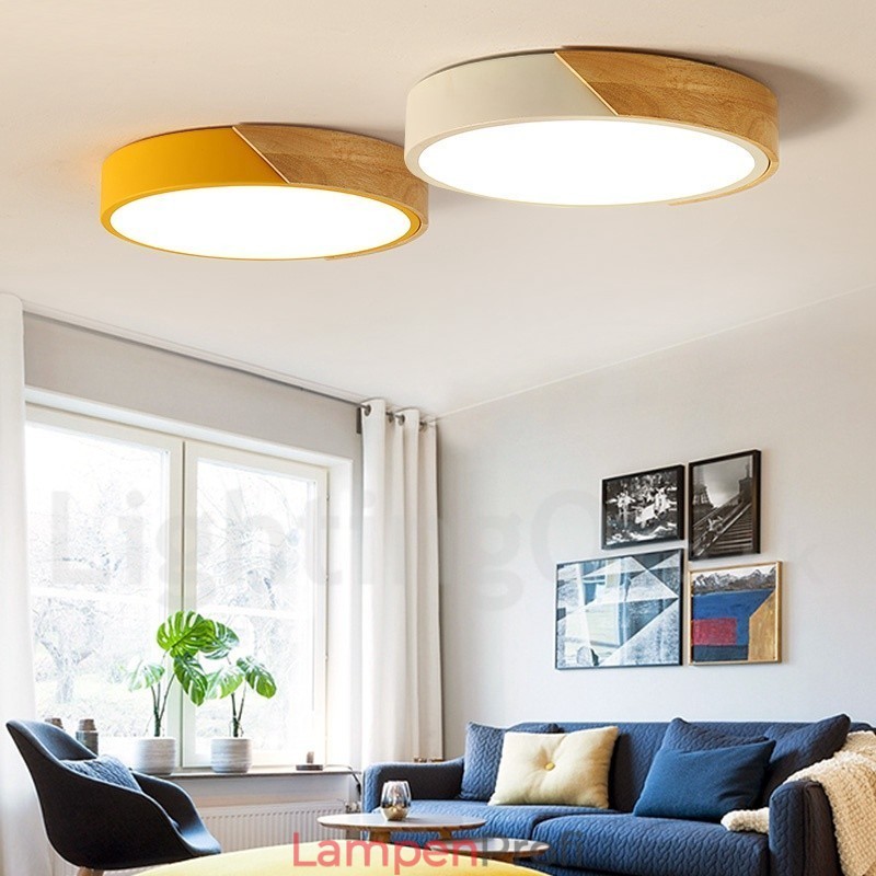 Moderne zeitgenössische Deckenleuchte aus Stahl und Holz