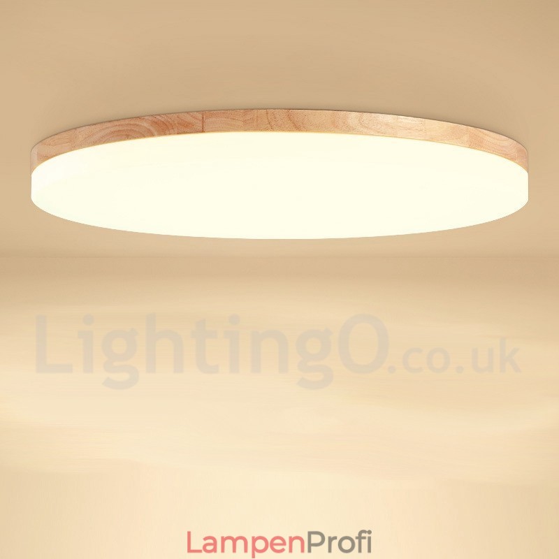 Nordische runde Deckenlampe, einfache, moderne Massivholzlampe, ultradünne Deckenlampe