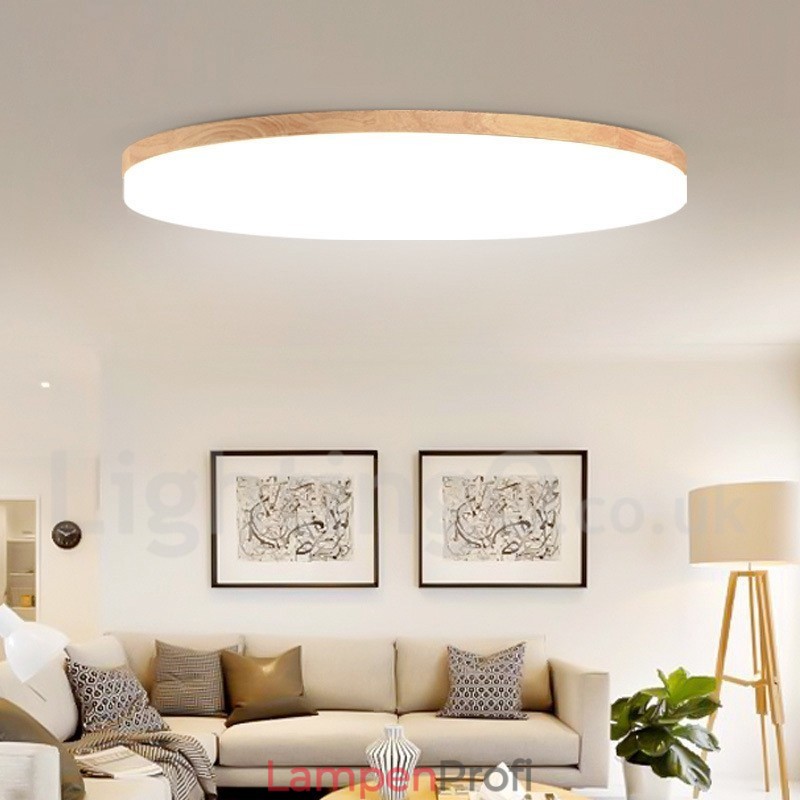 Nordische runde Deckenlampe, einfache, moderne Massivholzlampe, ultradünne Deckenlampe