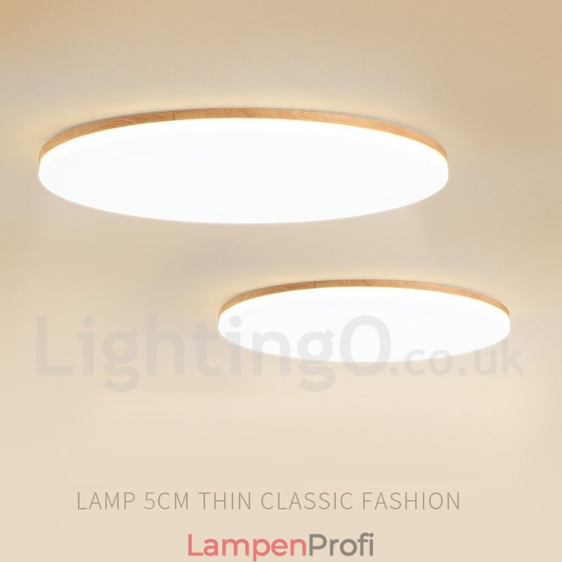 Nordische runde Deckenlampe, einfache, moderne Massivholzlampe, ultradünne Deckenlampe