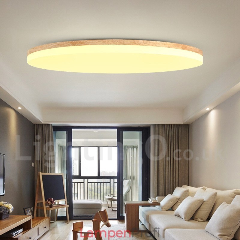 Nordische runde Deckenlampe, einfache, moderne Massivholzlampe, ultradünne Deckenlampe