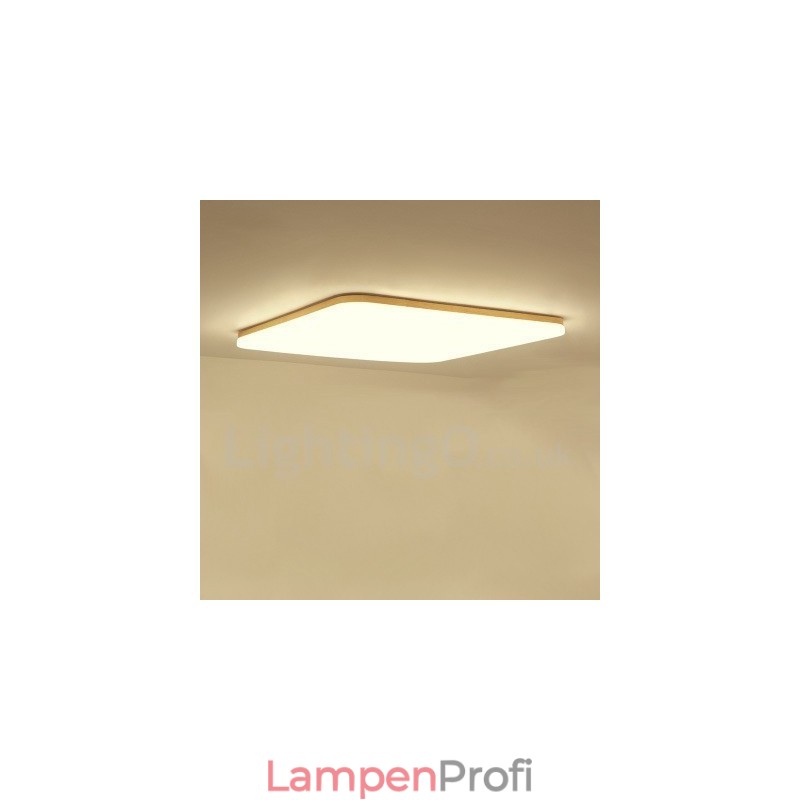 Ultradünne quadratische Deckenlampe aus Massivholz und Acryl