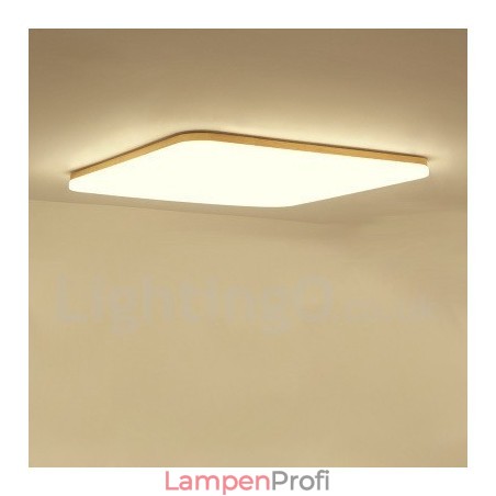 Ultradünne quadratische Deckenlampe aus Massivholz und Acryl Ultradünne quadratische Deckenlampe aus Massivholz und Acryl