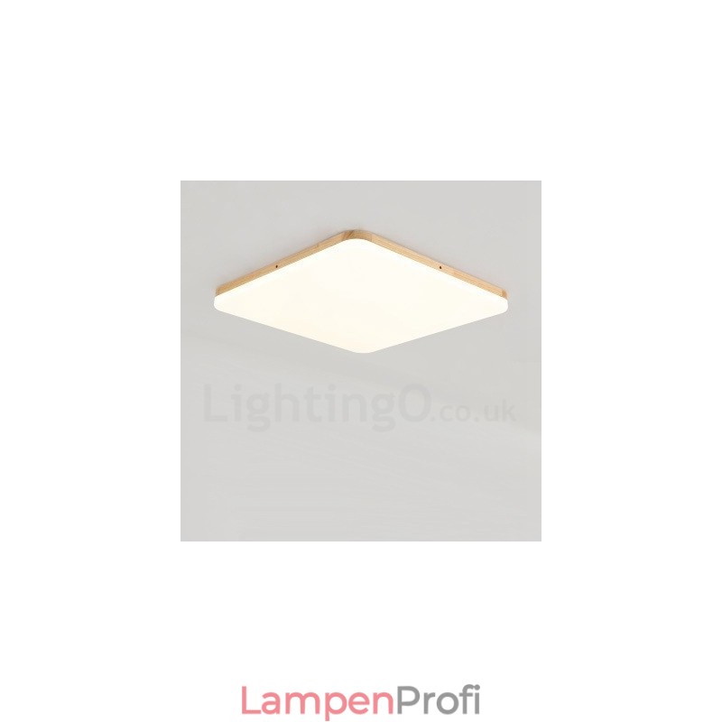 Ultradünne quadratische Deckenlampe aus Massivholz und Acryl