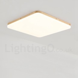 Ultradünne quadratische Deckenlampe aus Massivholz und Acryl
