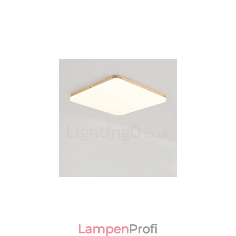 Ultradünne quadratische Deckenlampe aus Massivholz und Acryl