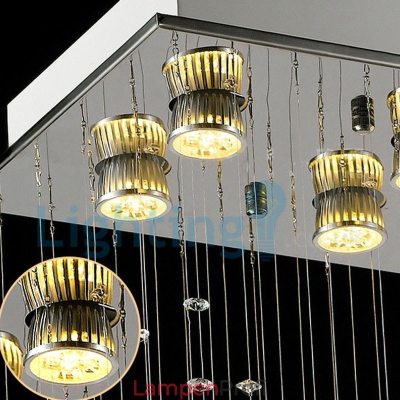 Moderne zeitgenössische Kronleuchter Unterputz Pendelleuchte Kristall Regentropfen Licht