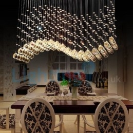 Moderne zeitgenössische Kronleuchter Unterputz Pendelleuchte Kristall Regentropfen Licht