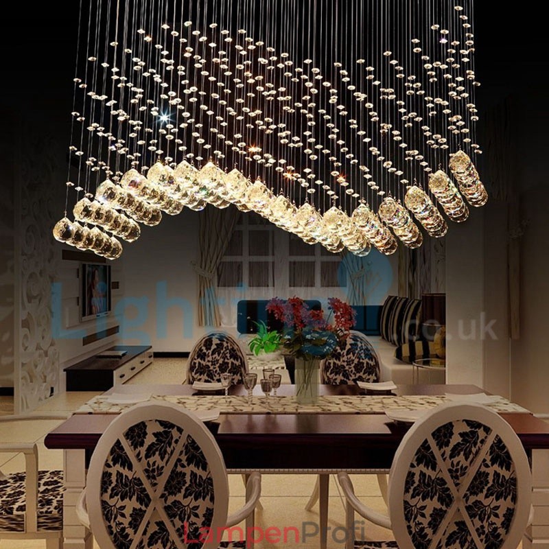 Moderne zeitgenössische Kronleuchter Unterputz Pendelleuchte Kristall Regentropfen Licht