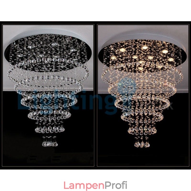 Moderne zeitgenössische Kronleuchter Unterputz Pendelleuchte Kristall Regentropfen Licht