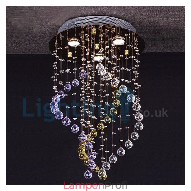 Moderne zeitgenössische Kronleuchter Unterputz Pendelleuchte Kristall Regentropfen Licht