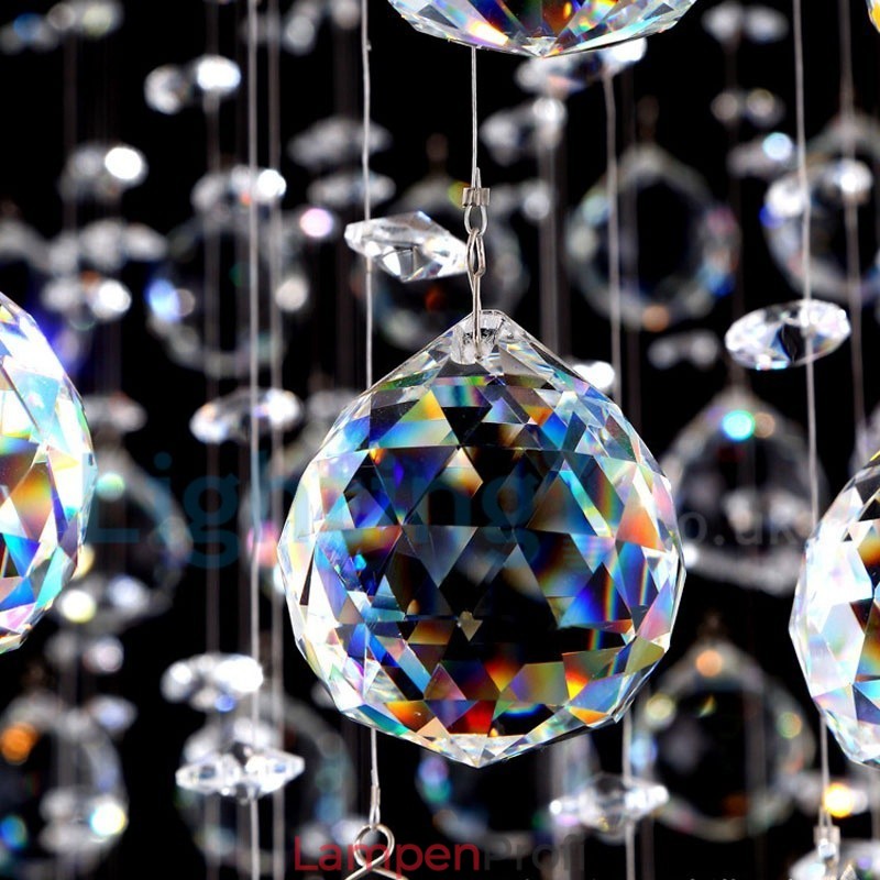 Moderne zeitgenössische Kronleuchter Unterputz Pendelleuchte Kristall Regentropfen Licht