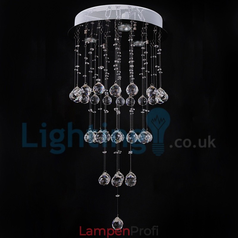 Moderne zeitgenössische Kronleuchter Unterputz Pendelleuchte Kristall Regentropfen Licht