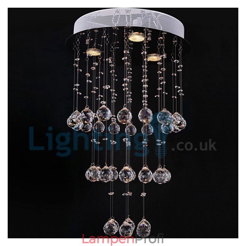 Moderne zeitgenössische Kronleuchter Unterputz Pendelleuchte Kristall Regentropfen Licht
