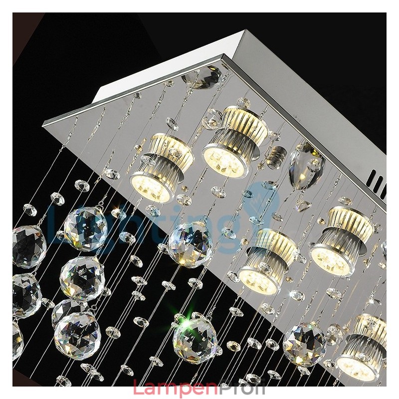 Moderne zeitgenössische Kronleuchter Unterputz Pendelleuchte Kristall Regentropfen Licht