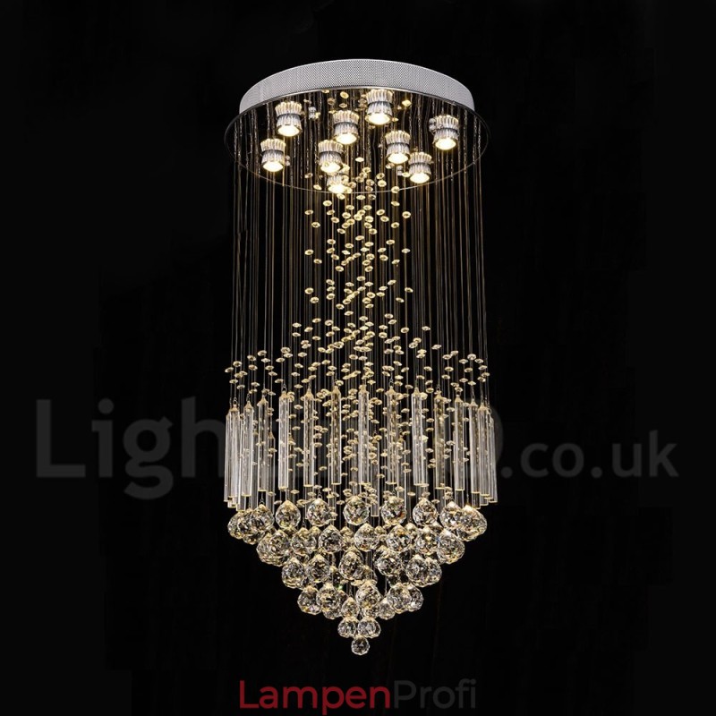 Moderne zeitgenössische Kronleuchter Unterputz Pendelleuchte Kristall Regentropfen Licht