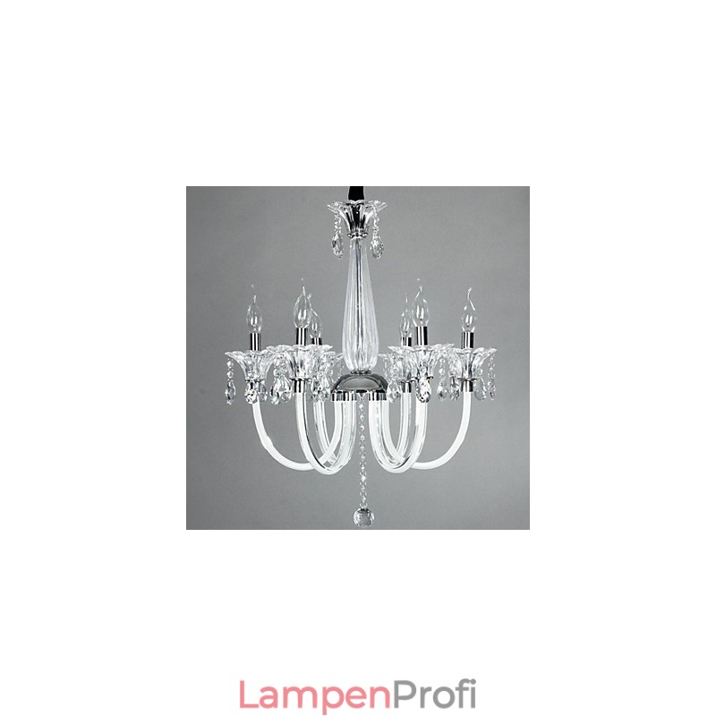 Kronleuchter im amerikanischen Stil „Lodge“ mit 6 Lichtern und Glasschirm