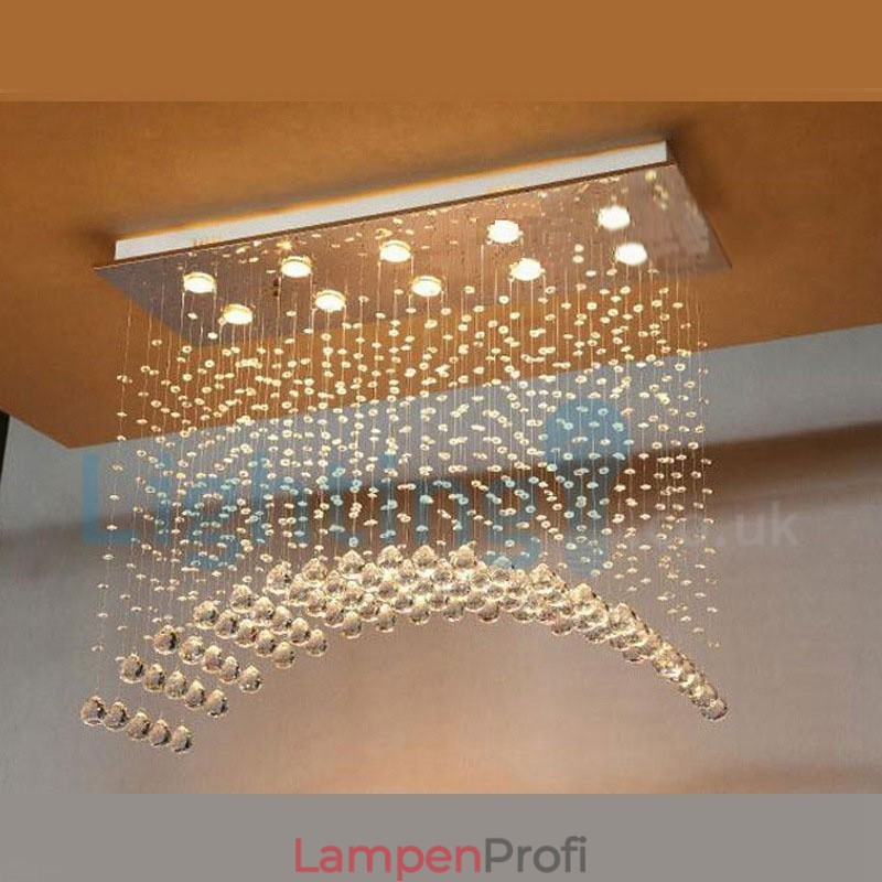 Moderne zeitgenössische Kronleuchter Unterputz Pendelleuchte Kristall Regentropfen Licht