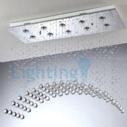 Moderne zeitgenössische Kronleuchter Unterputz Pendelleuchte Kristall Regentropfen Licht