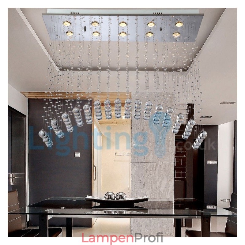 Moderne zeitgenössische Kronleuchter Unterputz Pendelleuchte Kristall Regentropfen Licht