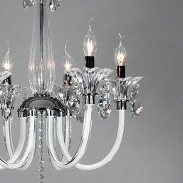 Kronleuchter im amerikanischen Stil „Lodge“ mit 6 Lichtern und Glasschirm