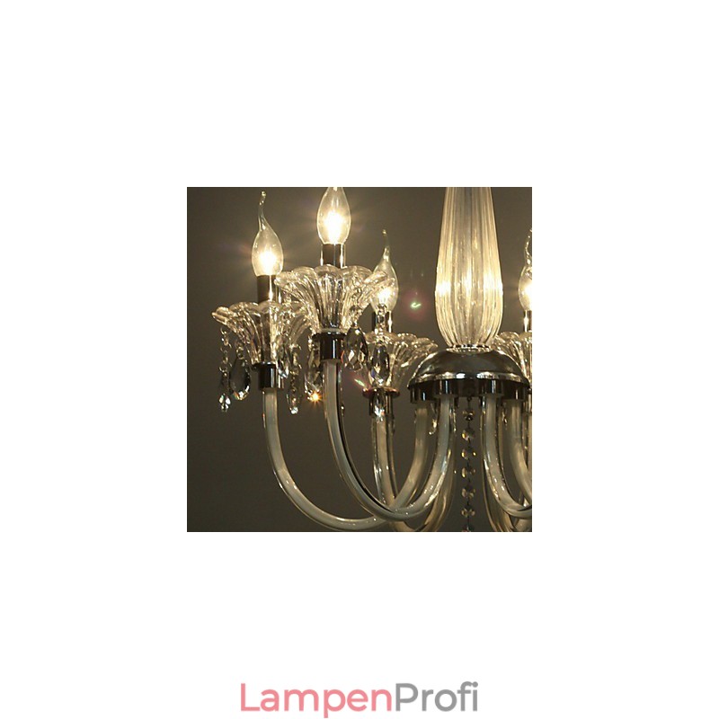 Kronleuchter im amerikanischen Stil „Lodge“ mit 6 Lichtern und Glasschirm