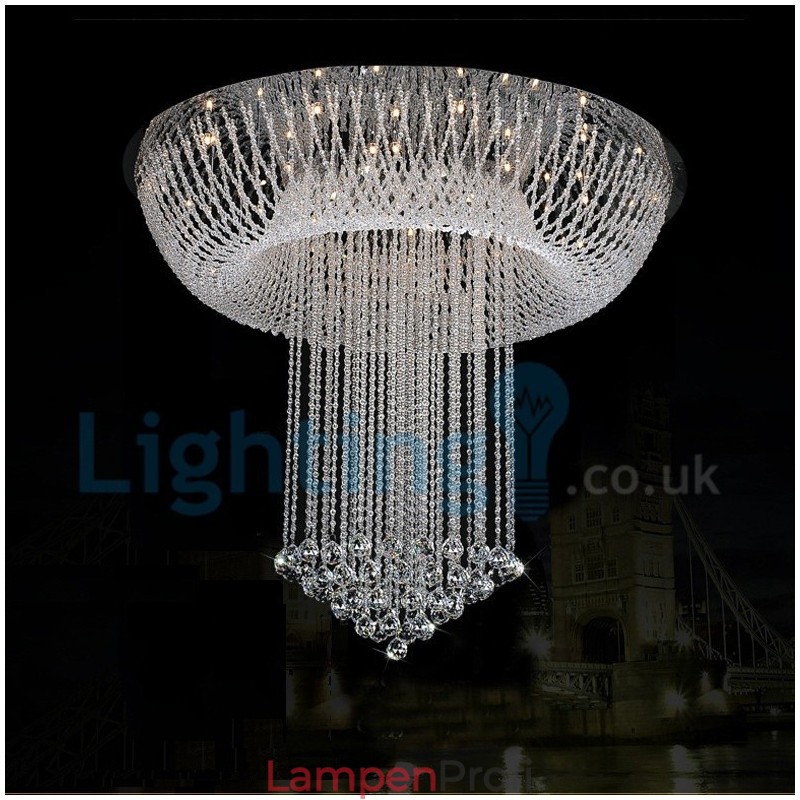 Moderne zeitgenössische Kronleuchter Unterputz Pendelleuchte Kristall Regentropfen Licht