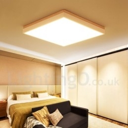 Schlichte und moderne quadratische ultradünne Deckenlampe aus Massivholz