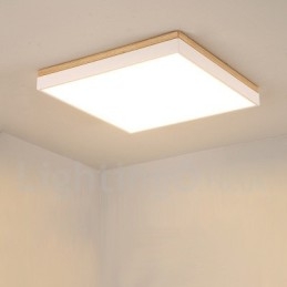 Schlichte und moderne quadratische ultradünne Deckenlampe aus Massivholz