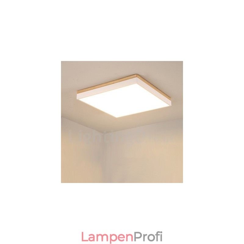 Schlichte und moderne quadratische ultradünne Deckenlampe aus Massivholz