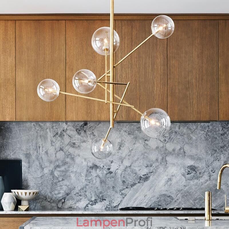 6 Lichter Nordic Lampe Kronleuchter Einfache Kreative Retro Eisen Glas Ball Magic Bean Kronleuchter