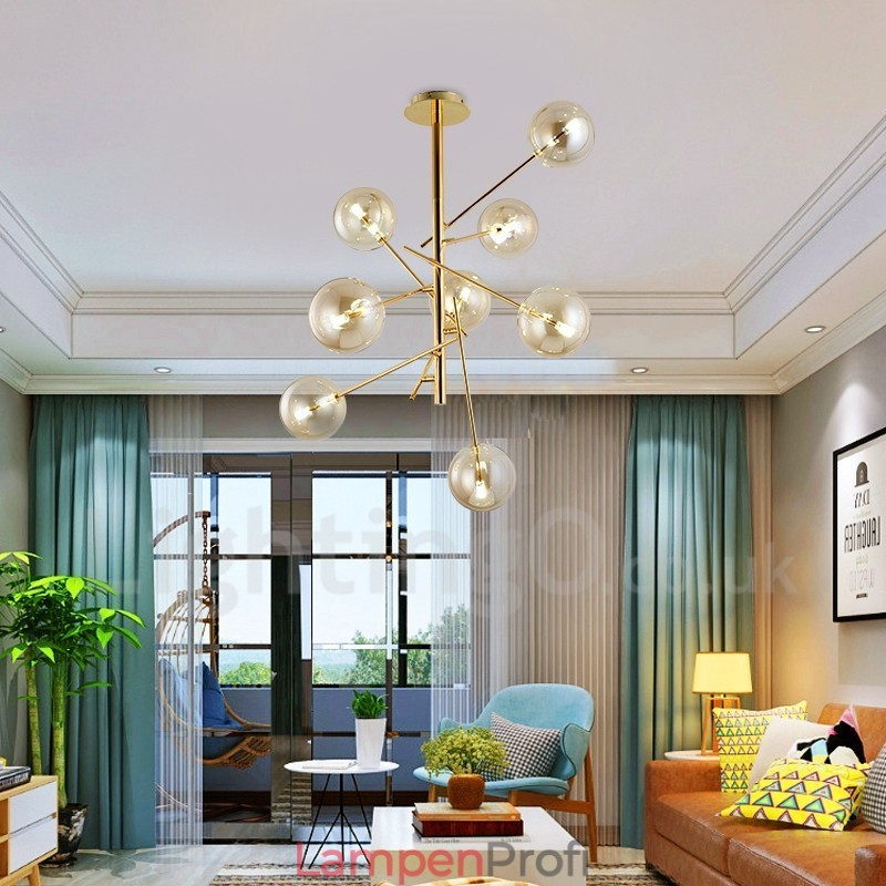 6 Lichter Nordic Lampe Kronleuchter Einfache Kreative Retro Eisen Glas Ball Magic Bean Kronleuchter