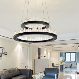 Moderne Mode Doppelkreis Kristall Pendelleuchte