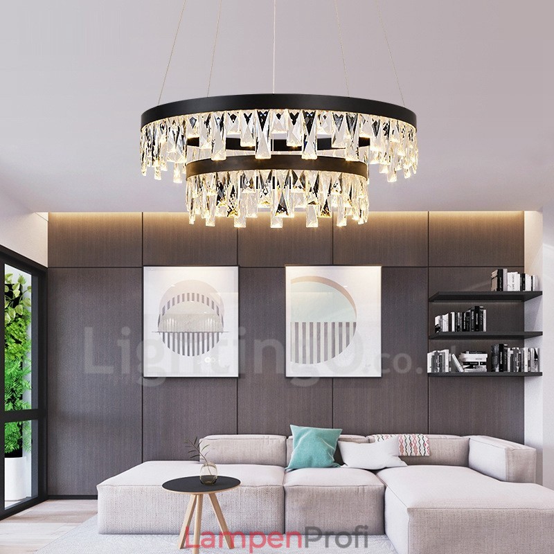 Moderne Pendelleuchte mit Kristallglas im Kreisdesign