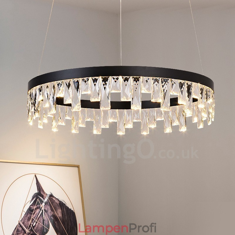 Moderne Pendelleuchte mit Kristallglas im Kreisdesign