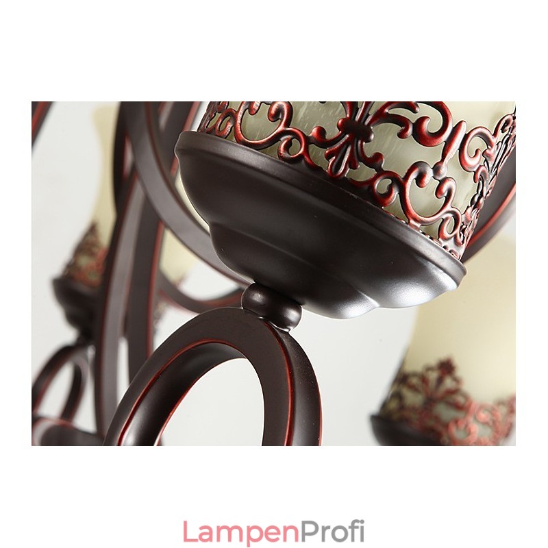 24 Lichter Hohe Decke Vintage Country Island Malerei Metall Kronleuchter mit Glasschirmen Hohe Decke