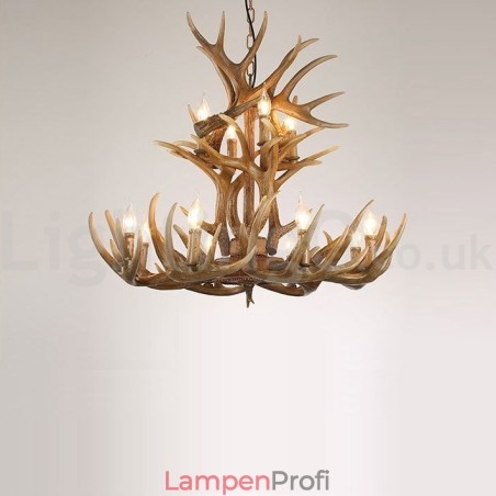 12 Licht 2 Krawatten Rustikaler künstlerischer Retro-Geweih-Vintage-Kronleuchter 12 Licht 2 Krawatten Rustikaler künstlerischer Retro-Geweih-Vintage-Kronleuchter