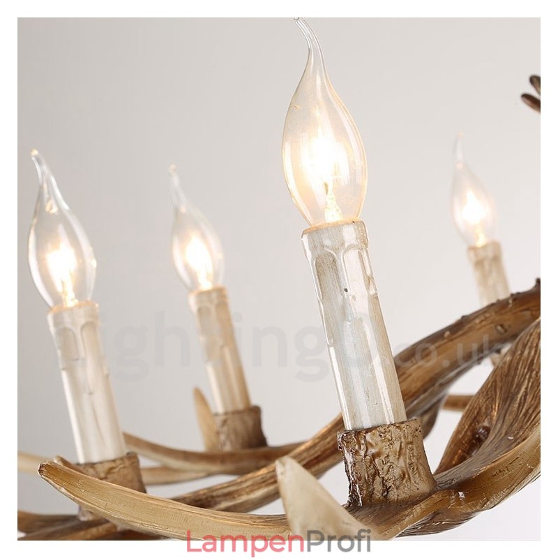 6-flammiger rustikaler künstlerischer Retro-Kerzenleuchter im Geweih-Vintage-Stil