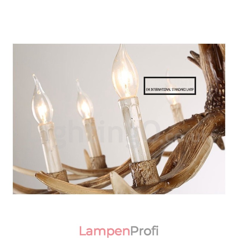 6-flammiger rustikaler künstlerischer Retro-Kerzenleuchter im Geweih-Vintage-Stil