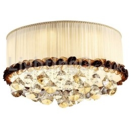 Zeitgenössische moderne 50CM Runde Flush Mount Kristall Deckenleuchten Stoff Schatten