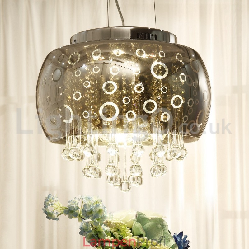 Moderne 40CM Runde Glas Lampe Schatten Kristall Pendelleuchte