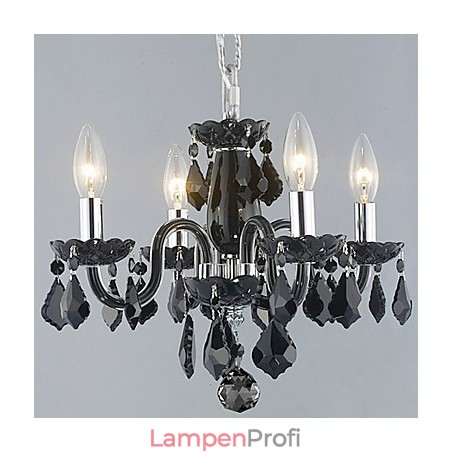 Kristall-Kronleuchter mit Kerzenlicht und 4 Lichtern in Schwarz Kristall-Kronleuchter mit Kerzenlicht und 4 Lichtern in Schwarz