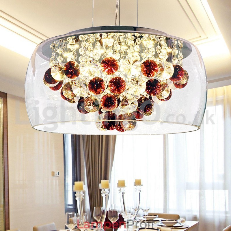 Moderne 40CM 50CM Runde Klarglas Lampe Schatten Kristall Pendelleuchte