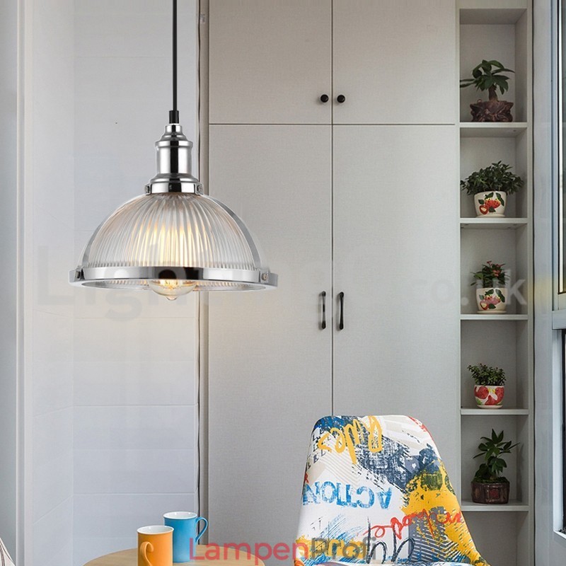 Industrielle Edelstahl-Pendelleuchte mit Einzelkopf